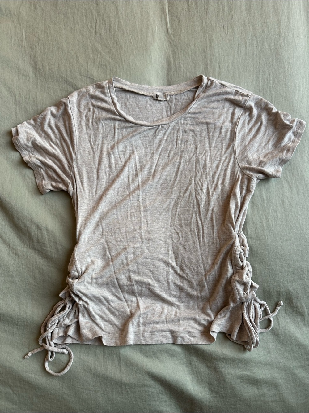 Buffalo David Bitton Short Sleeve Side-Tie Tee - Light Beige